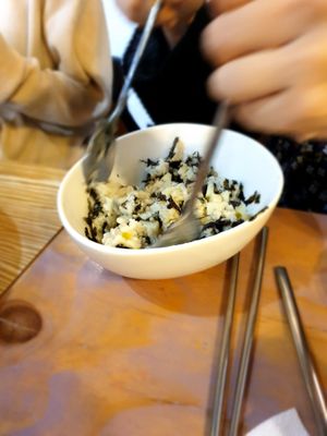 rice and seaweed after mix  at Cow Tteokbokki  in Seoul