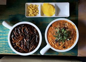 Two kinds of veganized Tteokbokki at Cow Tteokbokki  in Seoul