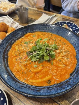 The amazing rosé tteokbokki   at Cow Tteokbokki  in Seoul