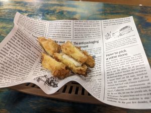 Fried oyster mushrooms. at Cow Tteokbokki  in Seoul