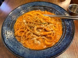 Vegan Rose tteokbokki at Cow Tteokbokki  in Seoul