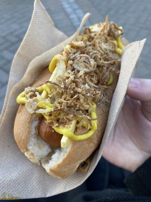 German hot dog   at Hot Dog Inc in Queenstown