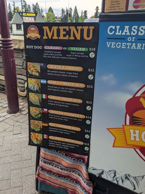 Menu as per november 3 2023 at Hot Dog Inc in Queenstown