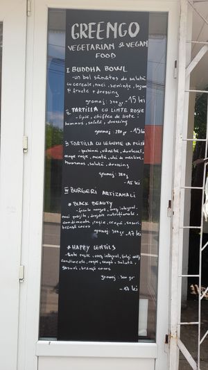 Menu at GreenGo in Iasi