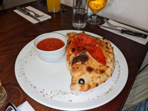 Vegan calzone at Giorgio's Italian in Chesterfield