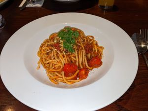 Spaghetti al pesto from the vegan menu at Giorgio's Italian in Chesterfield