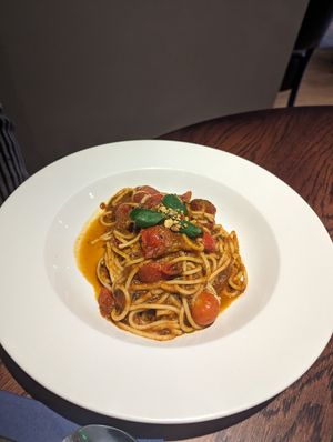 Vegan red pesto spaghetti at Giorgio's Italian in Chesterfield