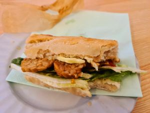 Tempeh Sandwich w/ wasabi mayo at Sakura in Berlin