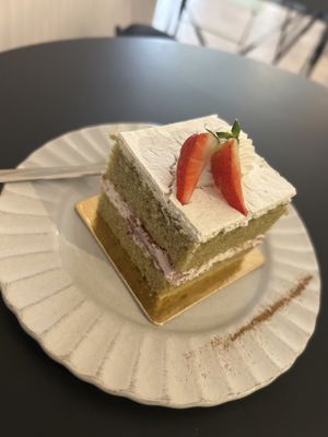 Matcha strawberry shortcake   at Sakura in Berlin