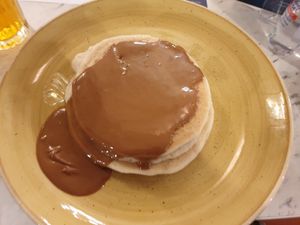 2 vegan pancakes with biscoff spread topping at Stack & Still in Edinburgh