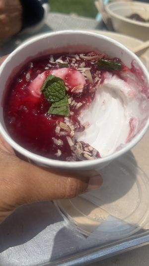 Coconut flan dessert  at Shouk in Rockville