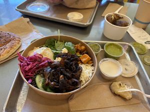 Shawarma bowl  at Shouk in Rockville