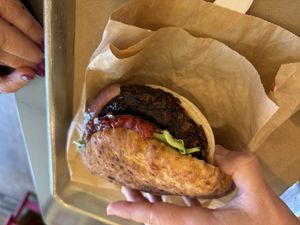 Shouk burger in pita  at Shouk in Rockville