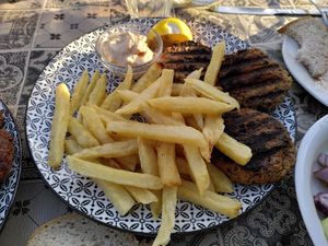 Vegan Burgers from bio Soja at Sto Kyma in Kalamata