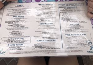 Menu side two at El Charro Cafe in Tucson