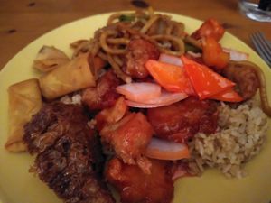 Everything together with udon (Dec 2021) at Wawin Vegan Chinese in York