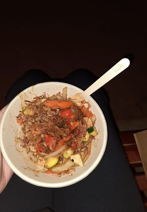 Vegetable Noodles with tofu. Asked for no egg at Ayers Wok in Yulara