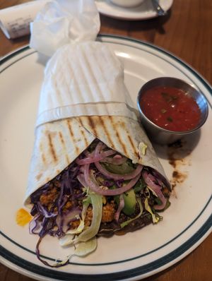 Vegan breakfast burrito at House of Good Fortune in Lower Hutt