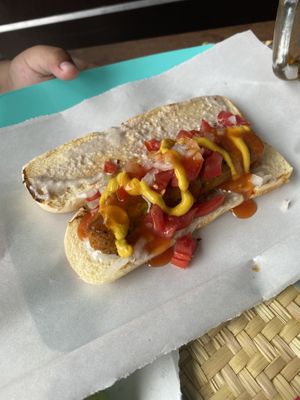 Hot dog at Los Muchitos Comida Vegana in Oaxaca