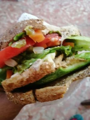 Sandwich de calabacitas asadas. at Los Muchitos Comida Vegana in Oaxaca