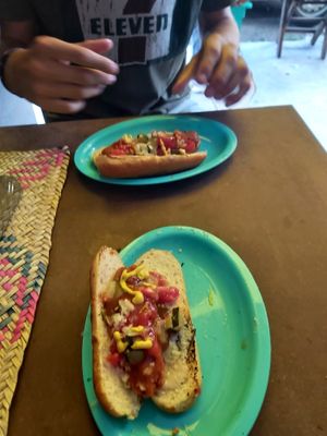 Hotdogs at Los Muchitos Comida Vegana in Oaxaca