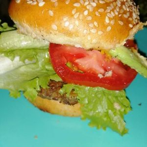 Hamburguesa de lentejas at Los Muchitos Comida Vegana in Oaxaca