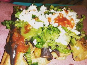 Tacos dorados de zanahoria. at Los Muchitos Comida Vegana in Oaxaca