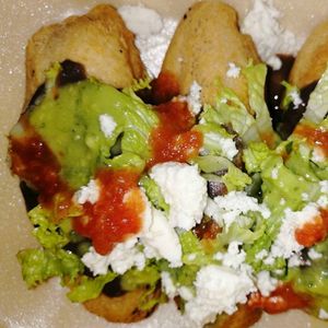 Molotes de chorizo con papas. at Los Muchitos Comida Vegana in Oaxaca