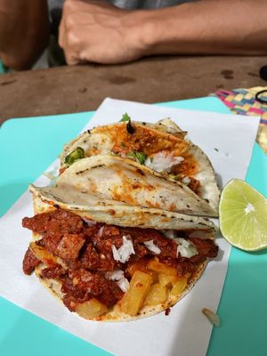 Al pastor at Los Muchitos Comida Vegana in Oaxaca
