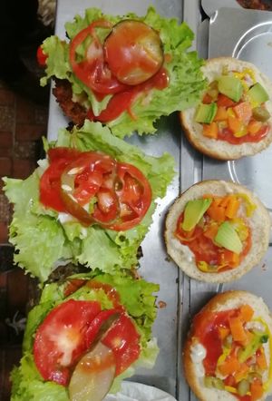 Hamburguesas at Los Muchitos Comida Vegana in Oaxaca