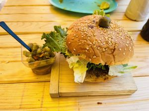 Vegan Hamburger   at Los Muchitos Comida Vegana in Oaxaca