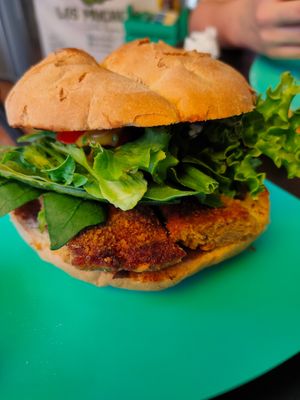 Torta Milanesa at Los Muchitos Comida Vegana in Oaxaca