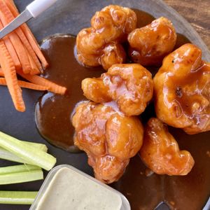 cauliflower wings  at Los Muchitos Comida Vegana in Oaxaca