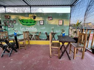 rooftop seating   at Los Muchitos Comida Vegana in Oaxaca