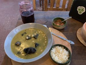 Dinner special, includes a bowl of soup too. You won’t leave hungry !  at Los Muchitos Comida Vegana in Oaxaca