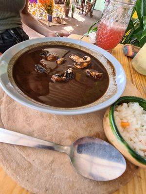 Mole at Los Muchitos Comida Vegana in Oaxaca