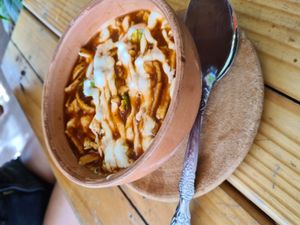 Soup at Los Muchitos Comida Vegana in Oaxaca