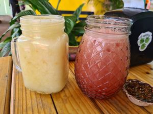 Juice at Los Muchitos Comida Vegana in Oaxaca