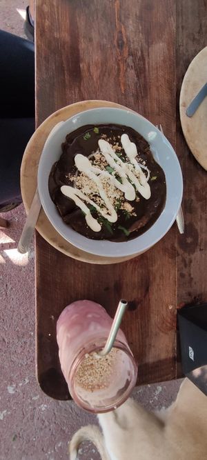 Tortillas con mole vegano. at Los Muchitos Comida Vegana in Oaxaca