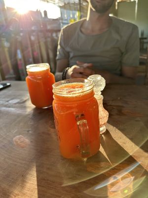 Papaya jucie  at Los Muchitos Comida Vegana in Oaxaca