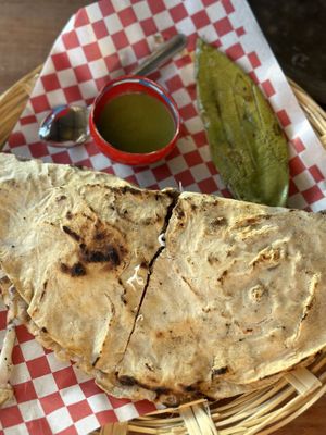 Tlayudas  at Los Muchitos Comida Vegana in Oaxaca