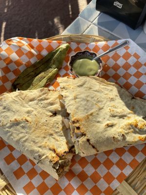 Tlayuda pastor  at Los Muchitos Comida Vegana in Oaxaca