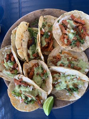 El pastor tacos  at Los Muchitos Comida Vegana in Oaxaca
