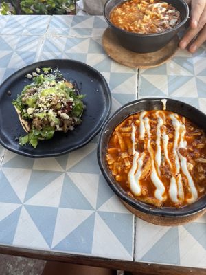 The Aztec soup!!!!! Sooooo tasty and 40 pesos   at Los Muchitos Comida Vegana in Oaxaca