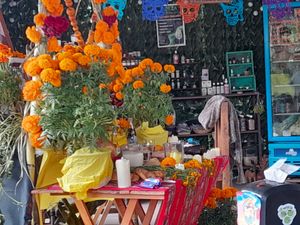 Ofrenda at Los Muchitos Comida Vegana in Oaxaca