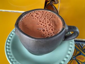 Chocolate at Los Muchitos Comida Vegana in Oaxaca