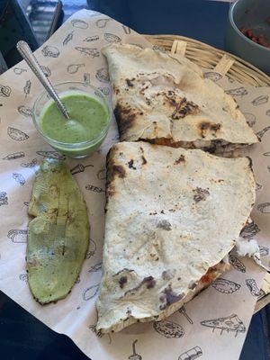 Tlayuda, not much taste on it tbh  at Los Muchitos Comida Vegana in Oaxaca