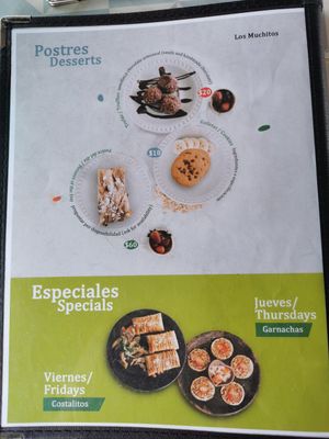 Menu at Los Muchitos Comida Vegana in Oaxaca