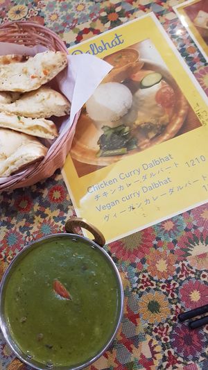 Palak dhal has milk at Asian Station in Matsumoto