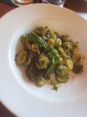 Pesto gnocchi at Father Field Bistro in Semarapura